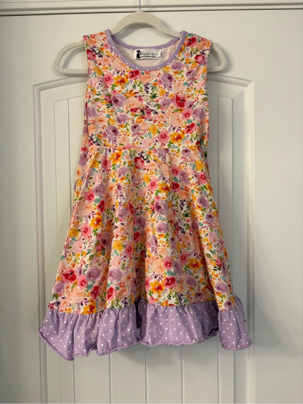 Lily & Londyn’s  Floral Lavender Trim Sleeveless Dress